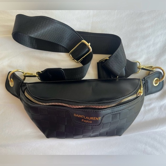 NWT Saint Laurent Knock Off Checkered Black Cross Body Bag/Fanny Pack - Picture 4 of 4